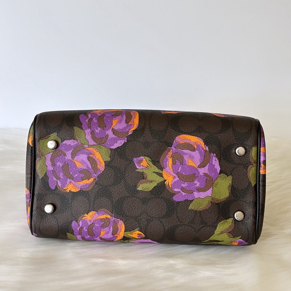 NWT💃Coach Rowan Satchel In Signature Canvas With Rose Print - Picture 5 of 12